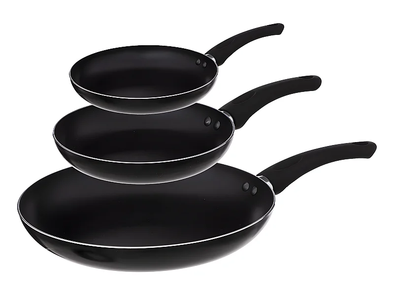 Lot de 3 Poêles en Aluminium "Indu" 20-24-28cm Noir