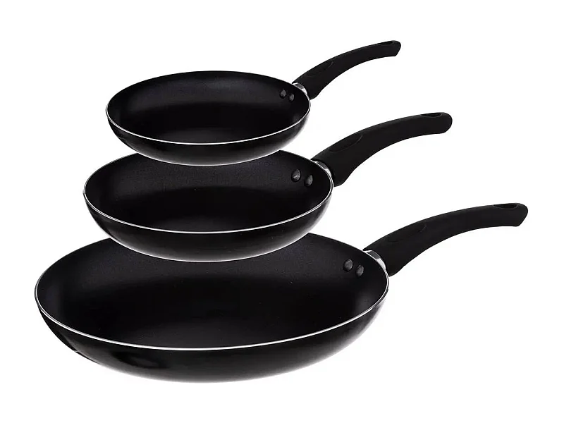 Lot de 3 Poêles en Aluminium "Indu" 20-24-28cm Noir