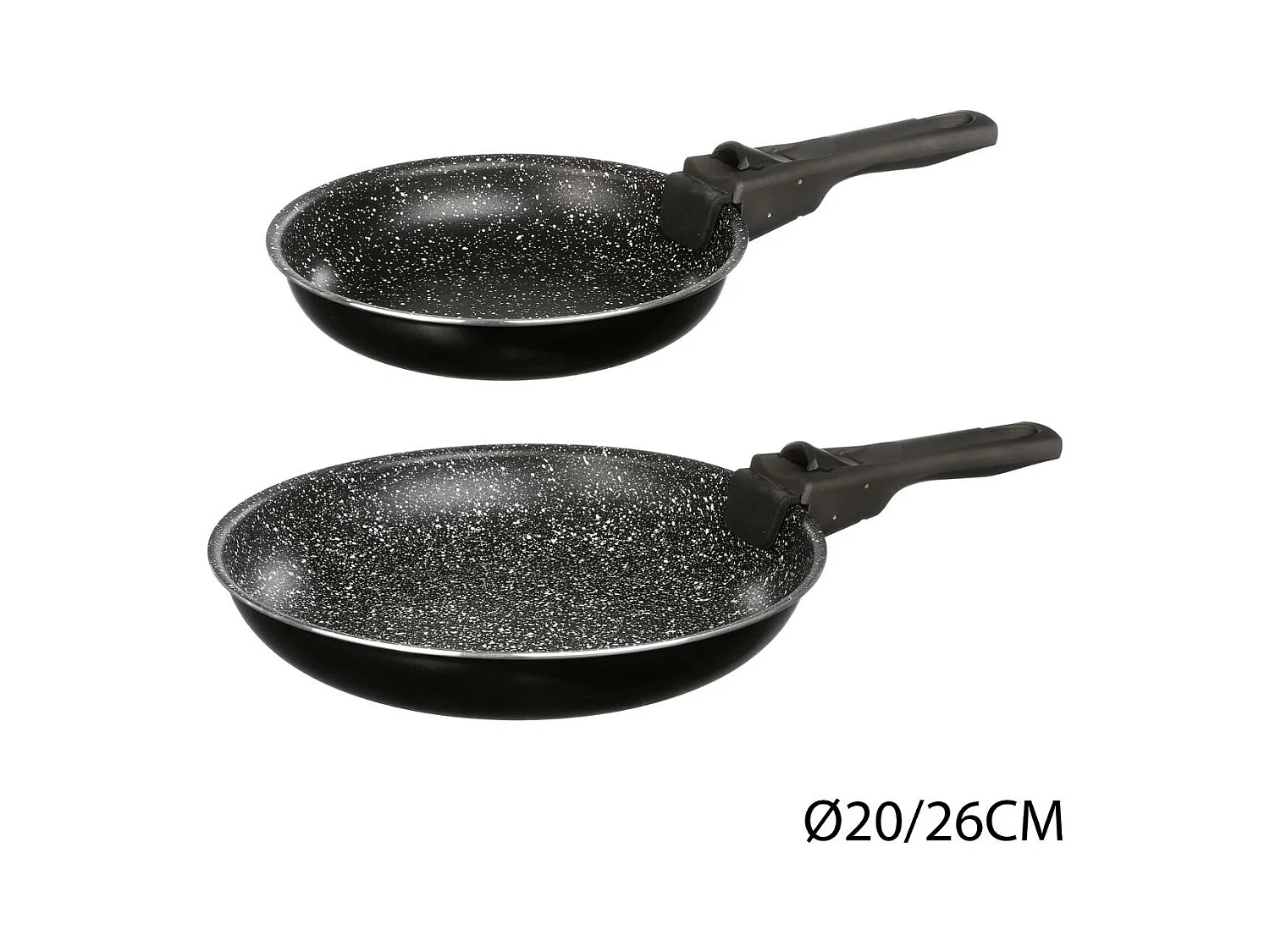 Set de 2 Poêles & 1 Poignée Amovible "Pierre" 26cm Noir