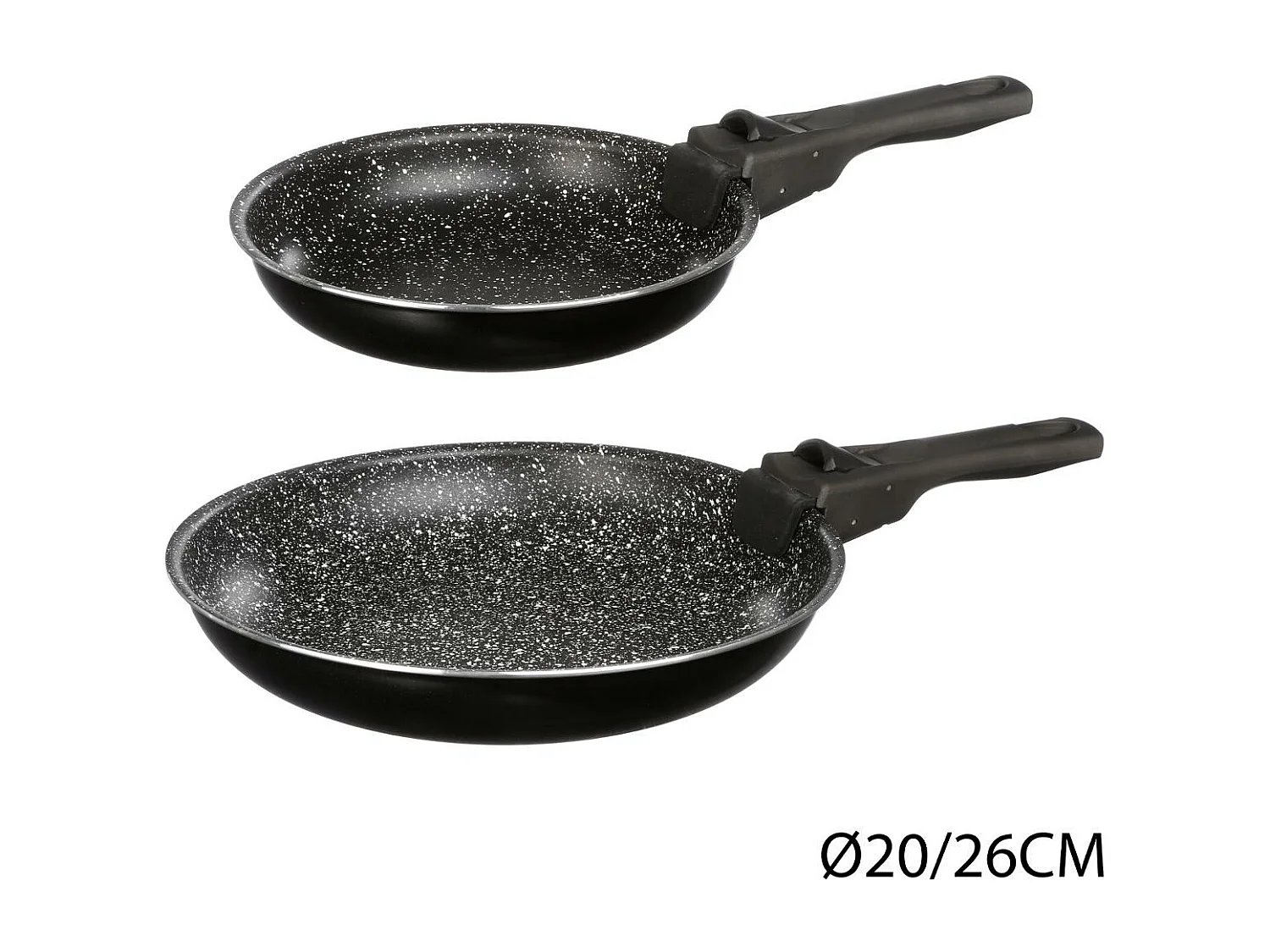 Set de 2 Poêles & 1 Poignée Amovible "Pierre" 26cm Noir