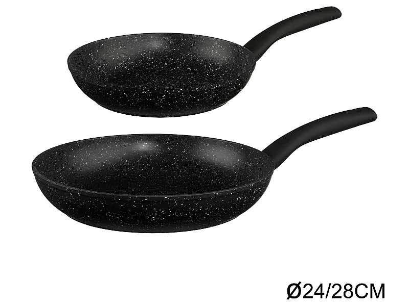 Lot de 2 Poêles en Aluminium "Caractère" 24-28cm Noir