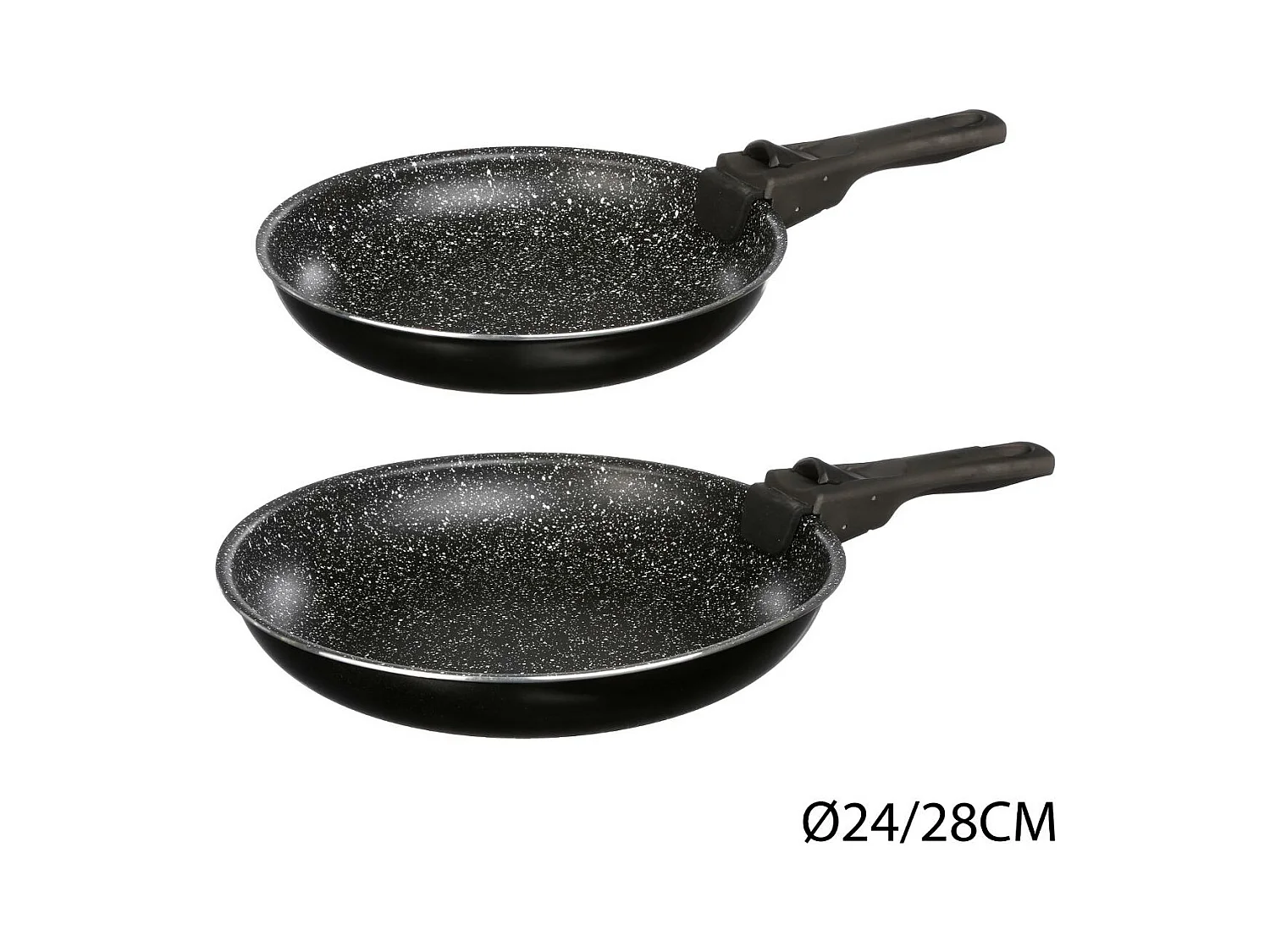 Lot de 2 Poêles & 1 Poignée Amovible "Pierre" 28cm Noir