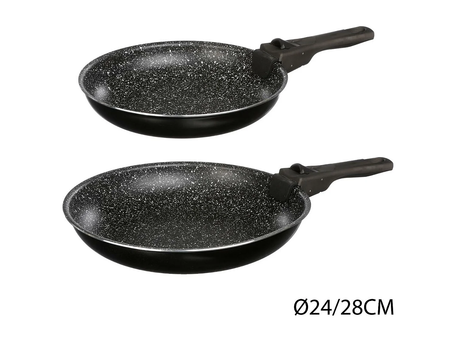 Lot de 2 Poêles & 1 Poignée Amovible "Pierre" 28cm Noir