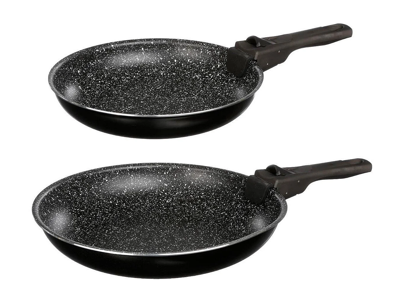 Lot de 2 Poêles & 1 Poignée Amovible "Pierre" 28cm Noir