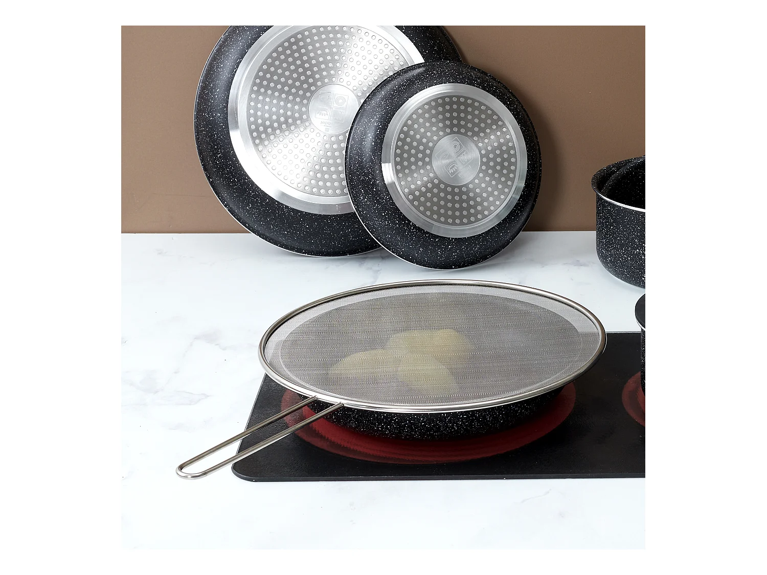 Couvercle Anti Projection Inox D29cm Argent