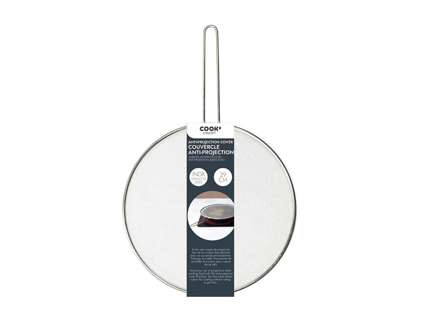 Couvercle Anti Projection Inox D29cm Argent