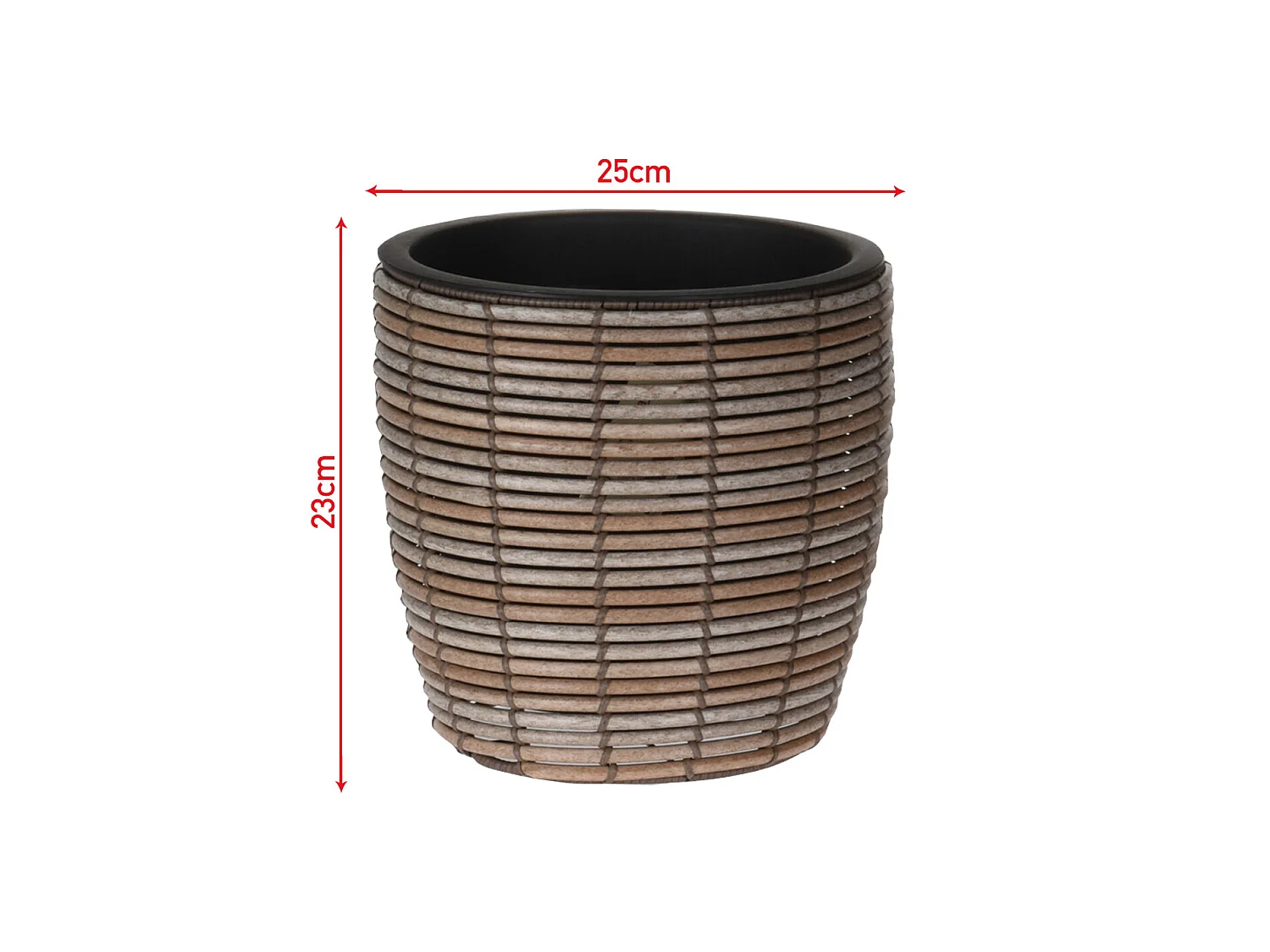 Porta-panelas Polyrattan Pequeno Vaso Marrom para Plantas para Ambientes Internos e Externos