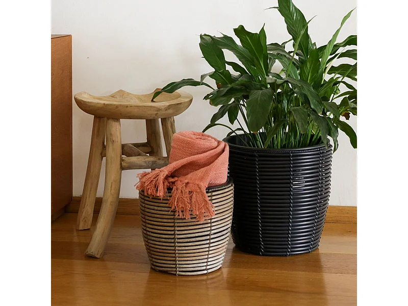 Portavaso Polyrattan Vaso Piccolo per Piante Marrone per Interno Esterno