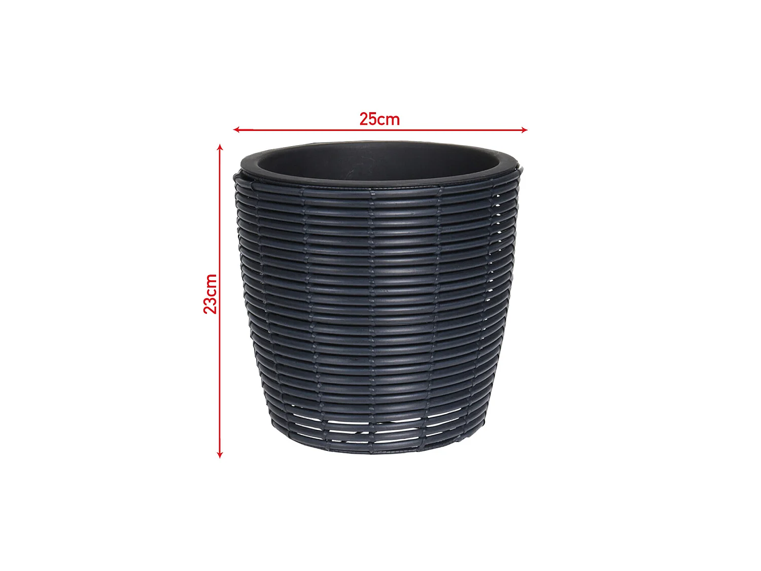 Vaso Polyrattan Portavaso Piccolo Nero per Piante Fiori