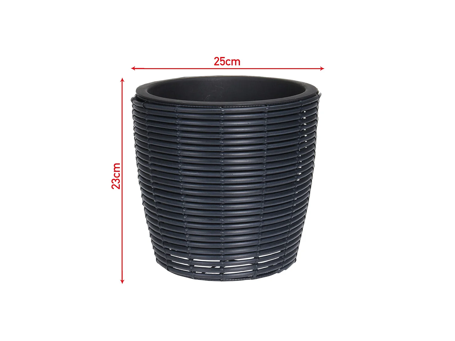 Vaso Polyrattan Portavaso Piccolo Nero per Piante Fiori