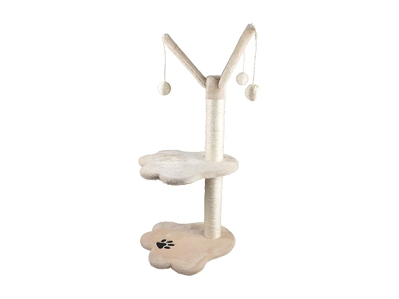 Arbre à Chat avec Jouets "1 Plateforme" 82cm Ecru