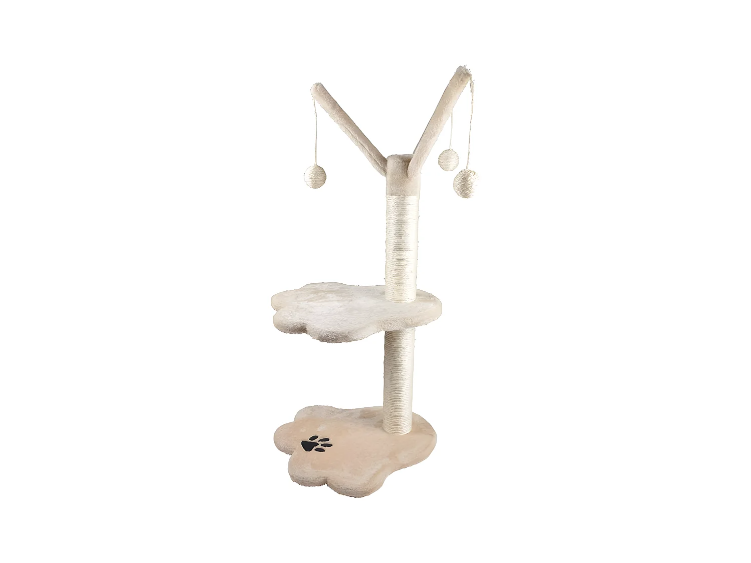 Arbre à Chat avec Jouets "1 Plateforme" 82cm Ecru