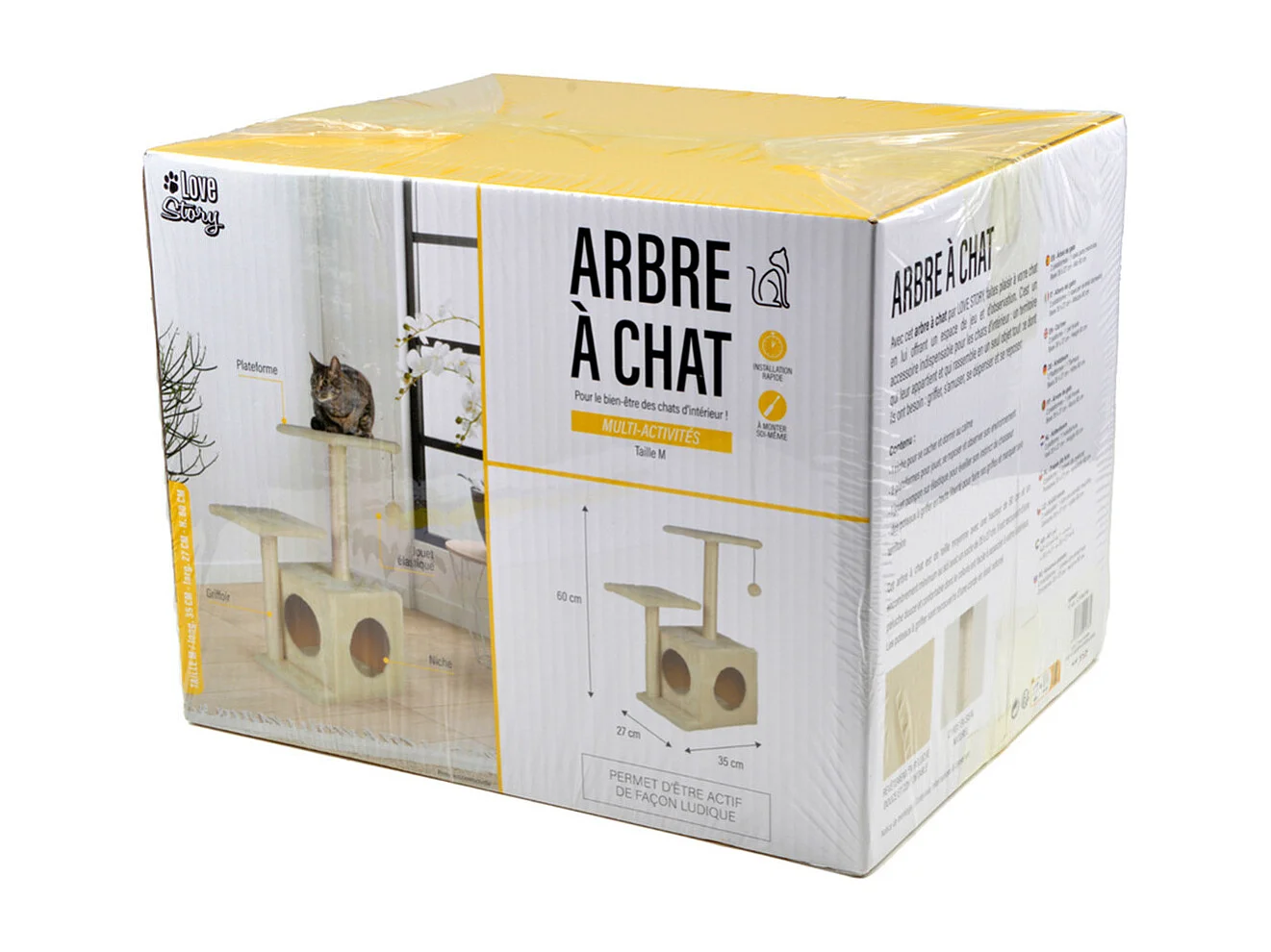 Arbre à Chat avec Niche "2 Plateformes" 60cm Écru