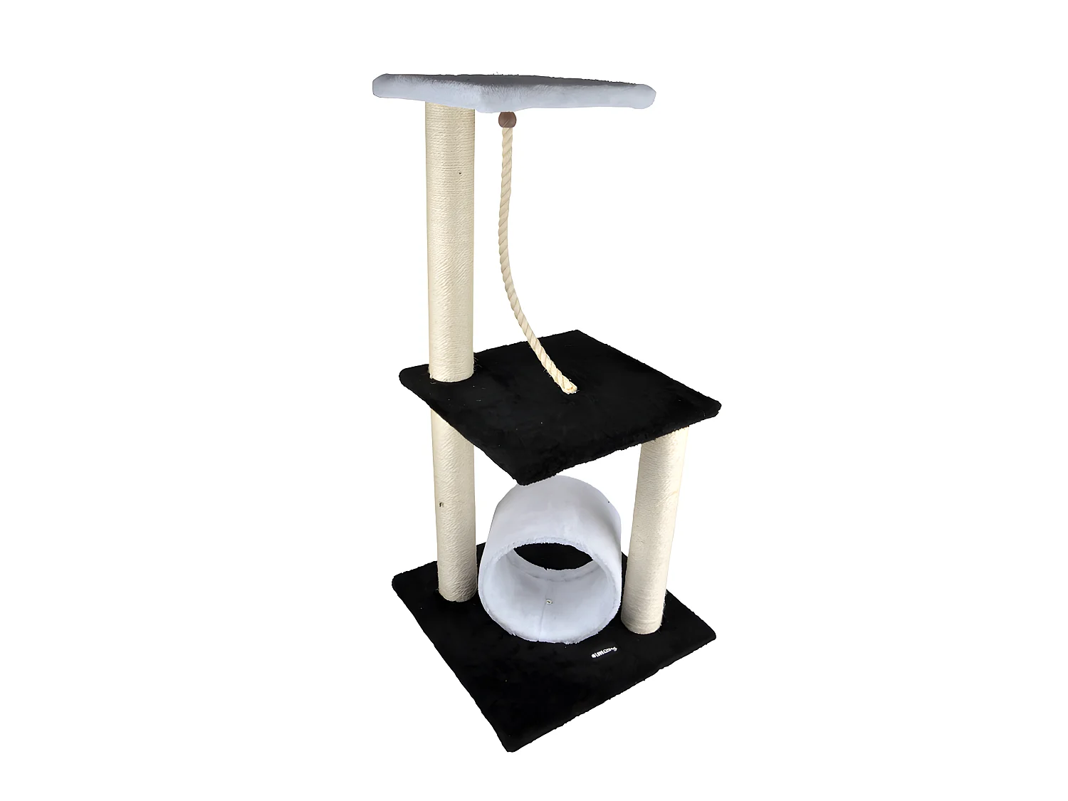 Arbre à Chat avec Tunnel "2 Plateformes" 85cm Blanc