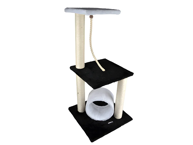 Arbre à Chat avec Tunnel "2 Plateformes" 85cm Blanc
