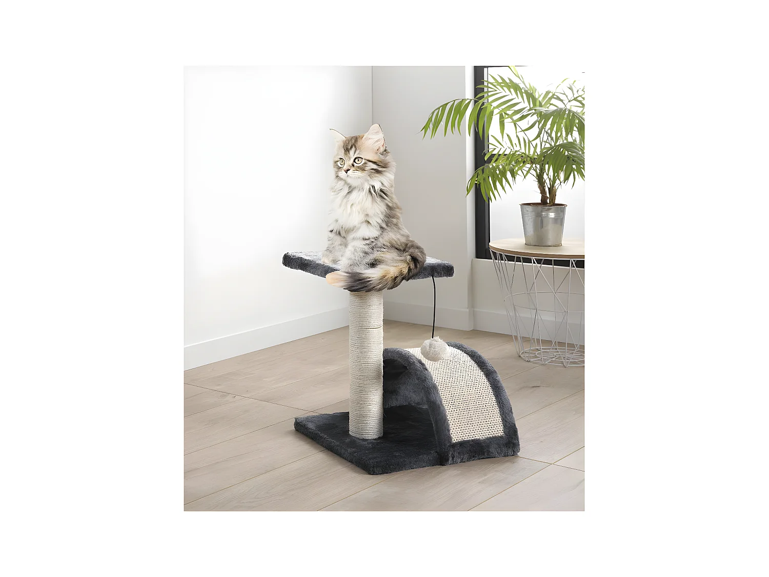 Arbre à Chat avec Tunnel "1 Plateforme" 38cm Noir