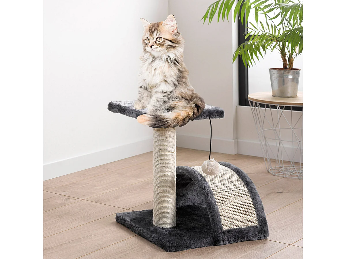 Arbre à Chat avec Tunnel "1 Plateforme" 38cm Noir