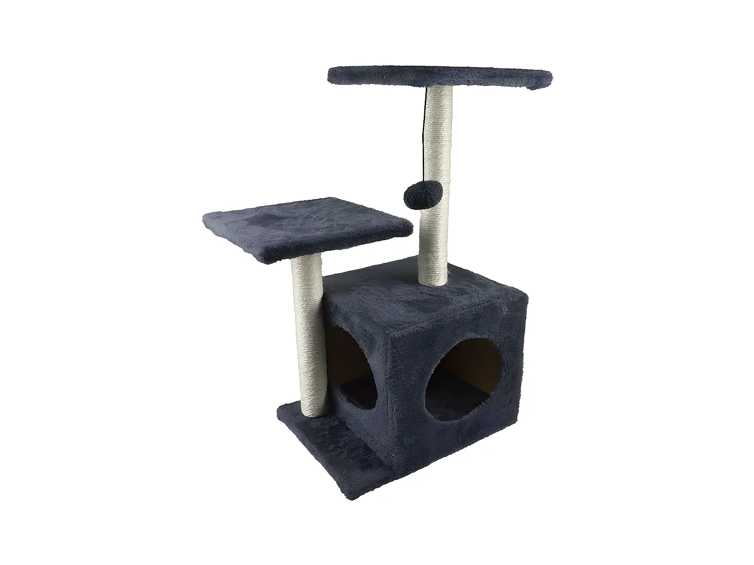 Arbre à Chat avec Niche "2 Plateformes" 60cm Anthracite