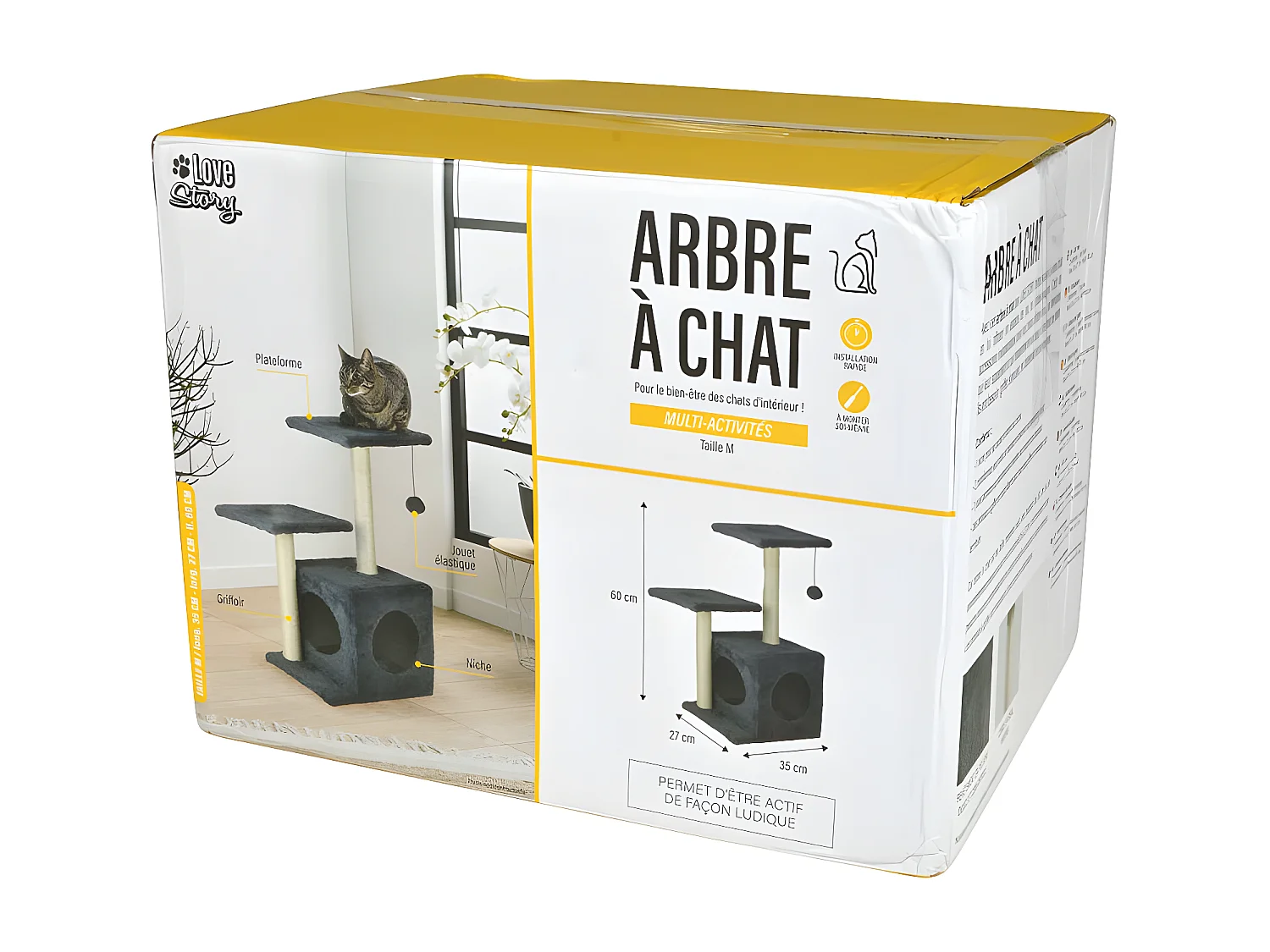 Arbre à Chat avec Niche "2 Plateformes" 60cm Anthracite