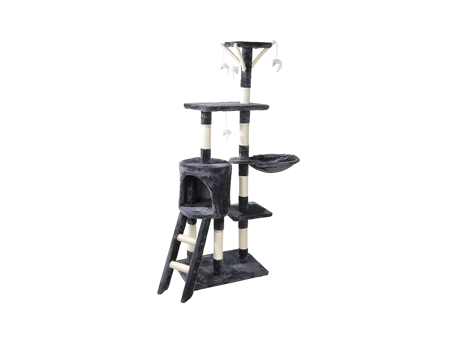 Arbre à Chat avec Jouets "4 Plateformes" 138cm Gris