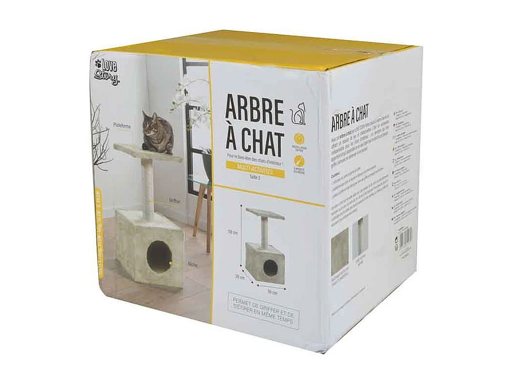 Arbre à Chat avec Niche "1 Plateforme" 58cm Écru