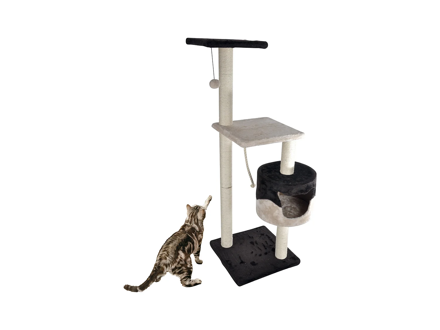 Árbol para gatos con caseta y juguetes