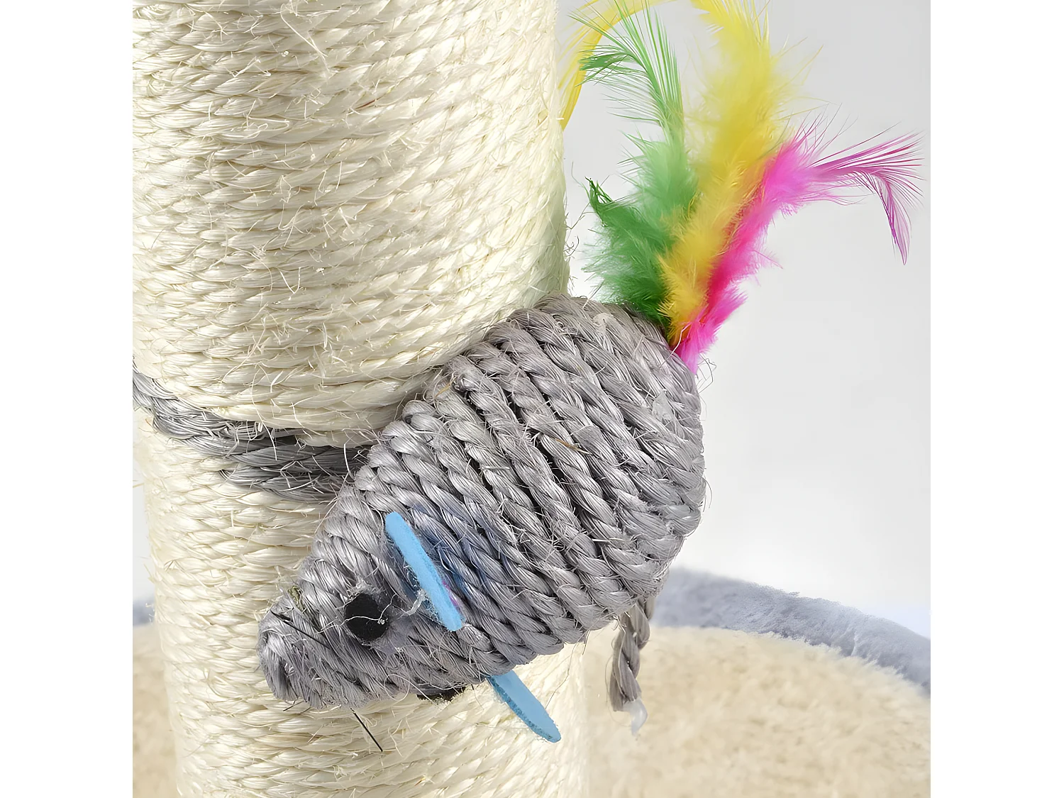 Arbre à Chat avec Jouets "Tronc" 46cm Gris & Écru