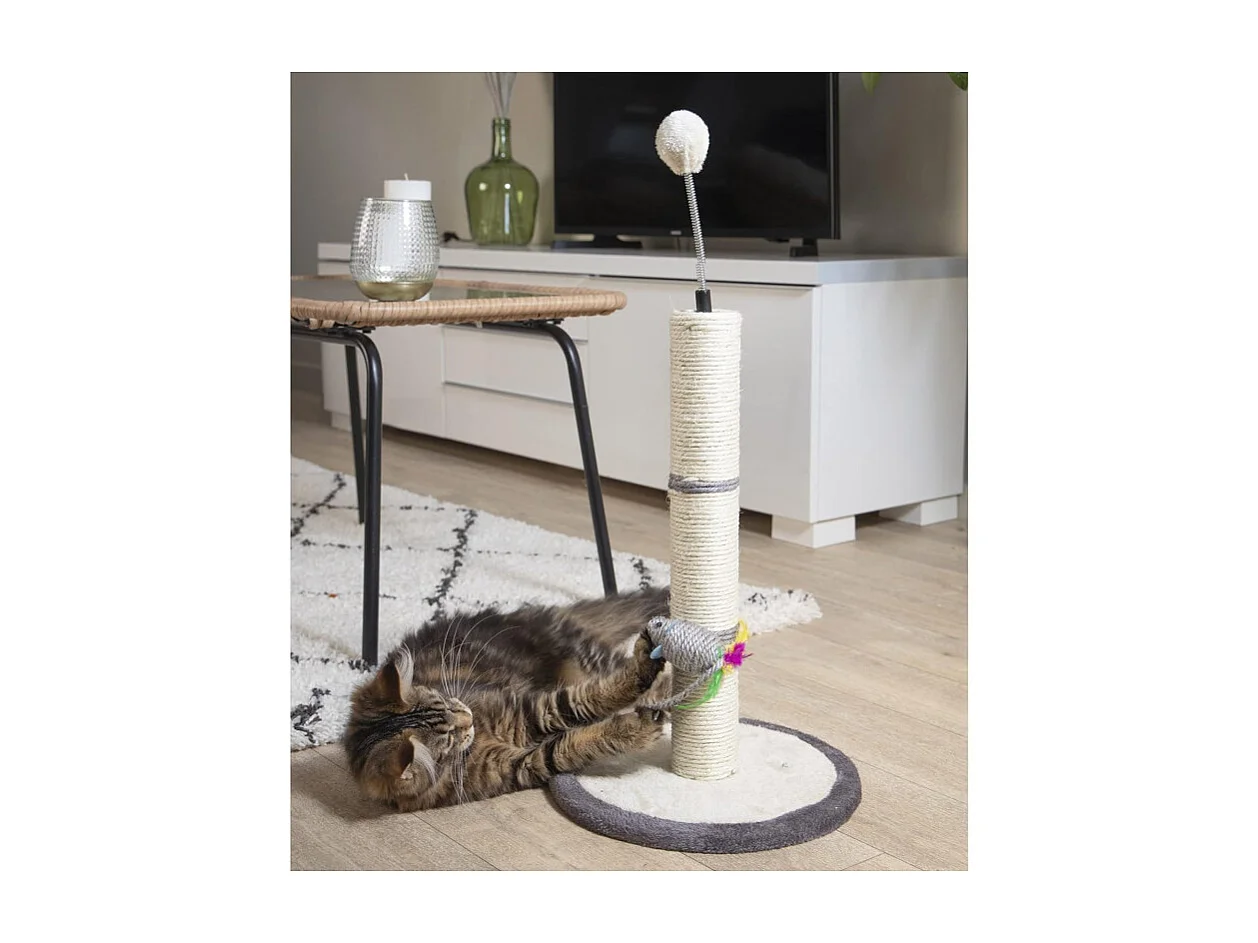 Arbre à Chat avec Jouets "Tronc" 46cm Gris & Écru