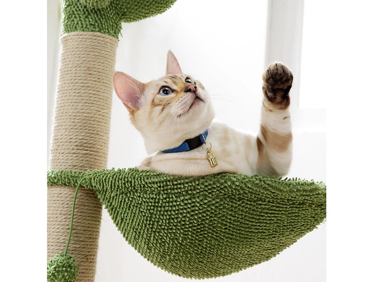 Arbre à Chat Cactus "Jouet & Hamac" 96cm Vert