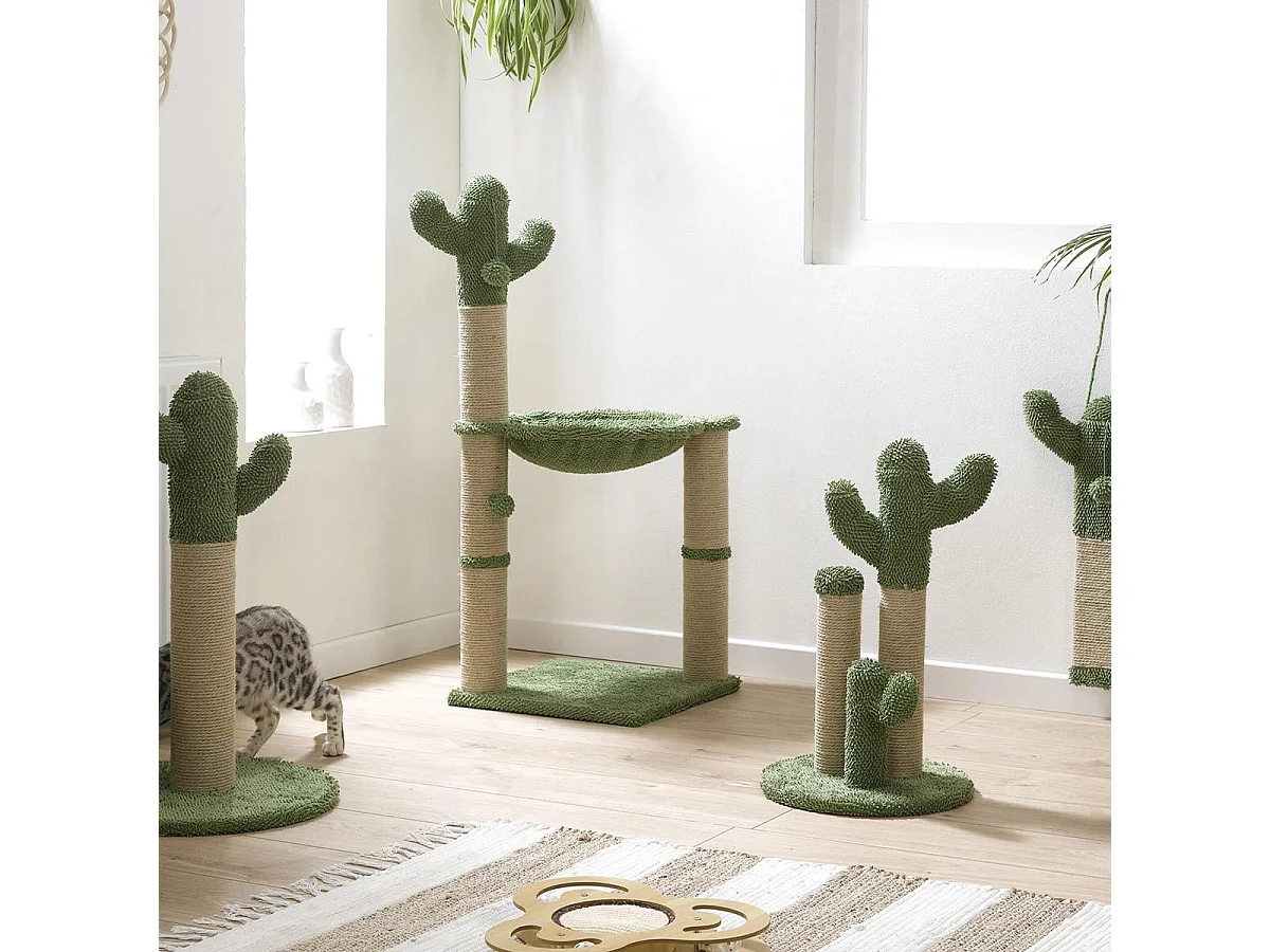 Arbre à Chat Cactus "Jouet & Hamac" 96cm Vert