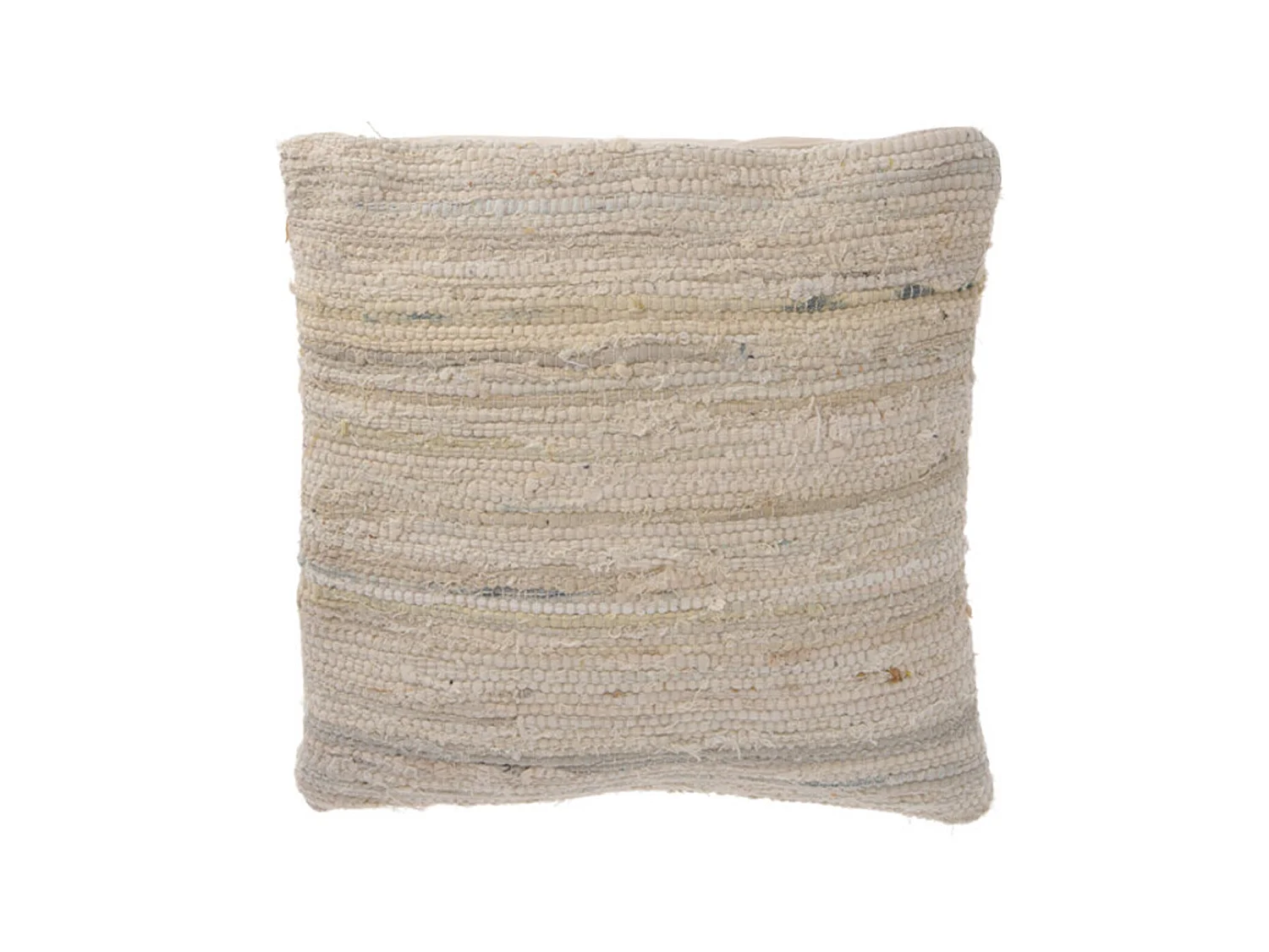 Coussin de Canapé Carré en Coton Denim Beige Déhoussable