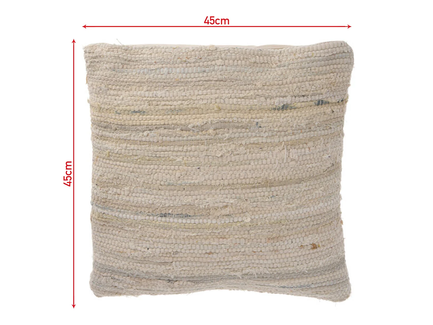 Coussin de Canapé Carré en Coton Denim Beige Déhoussable