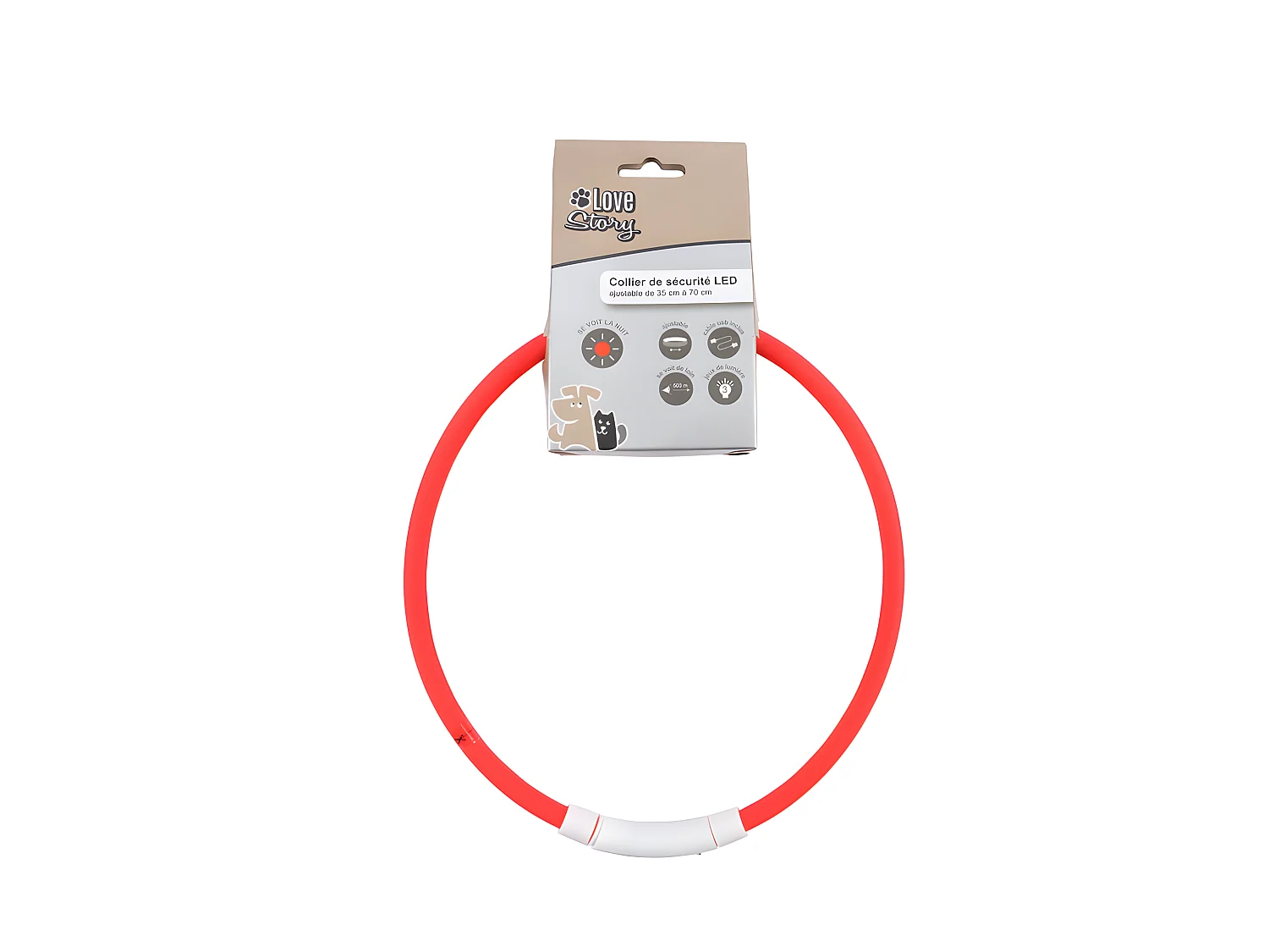 Collier pour Chien "USB & Waterproof" 70cm Rouge