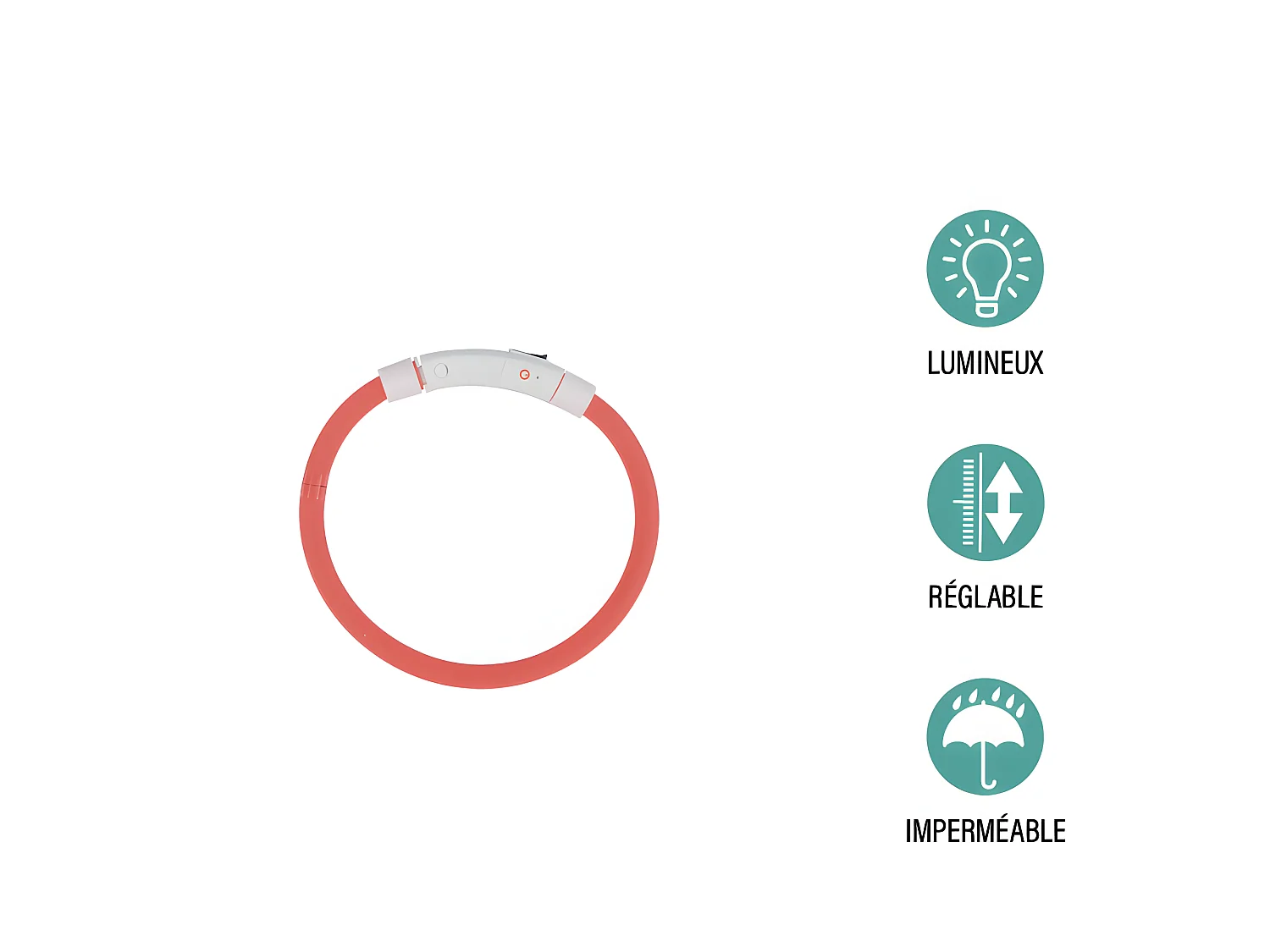 Collier pour Chien "USB & Waterproof" 70cm Rouge