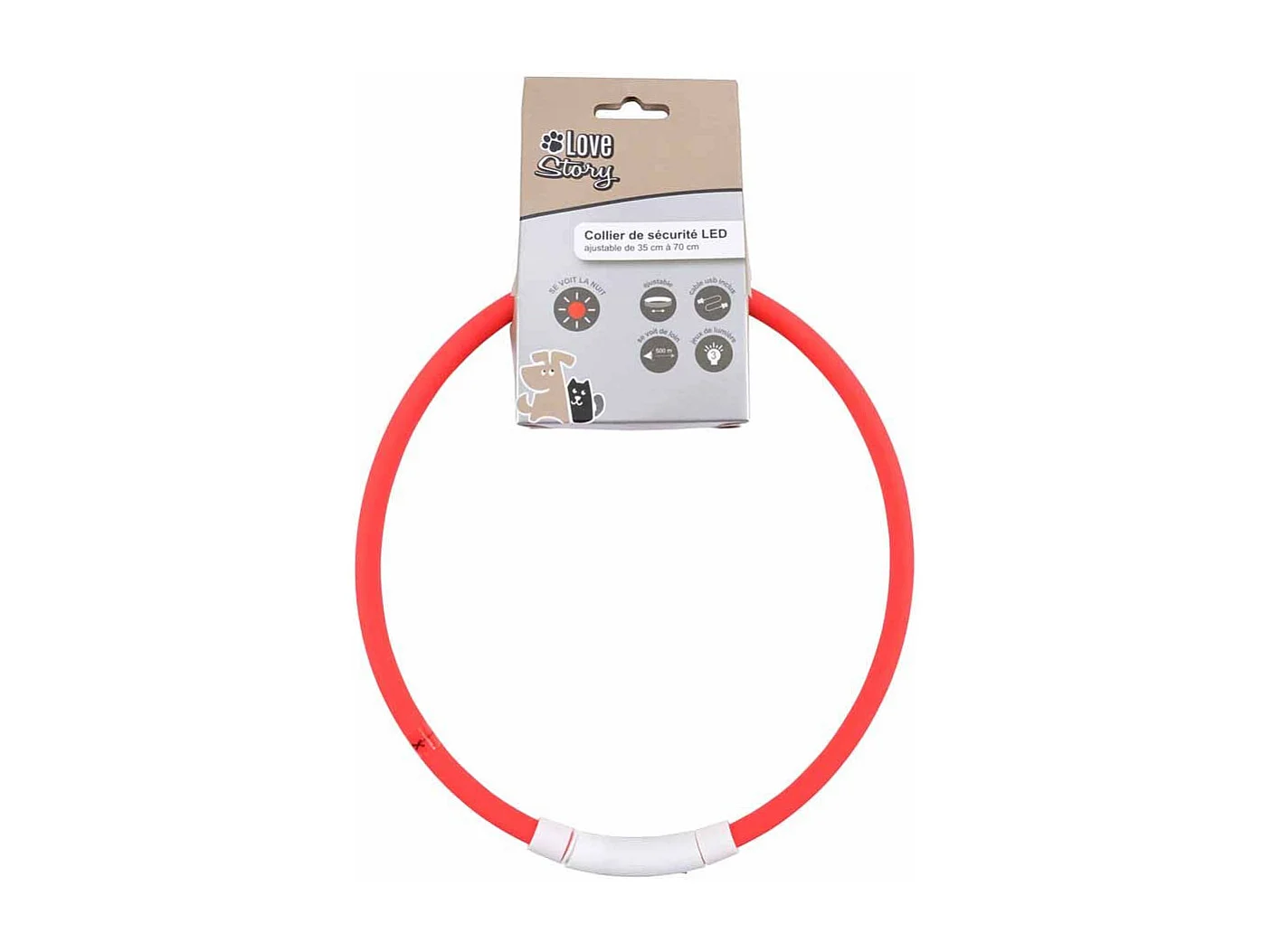 Collier pour Chien "USB & Waterproof" 70cm Rouge