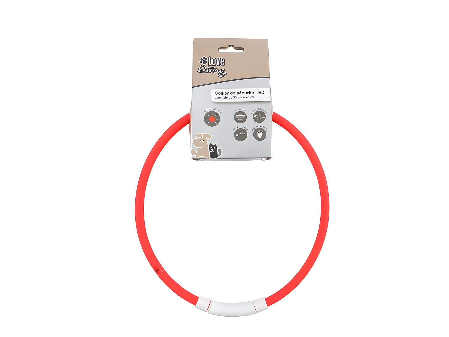 Collier pour Chien "USB & Waterproof" 70cm Rouge