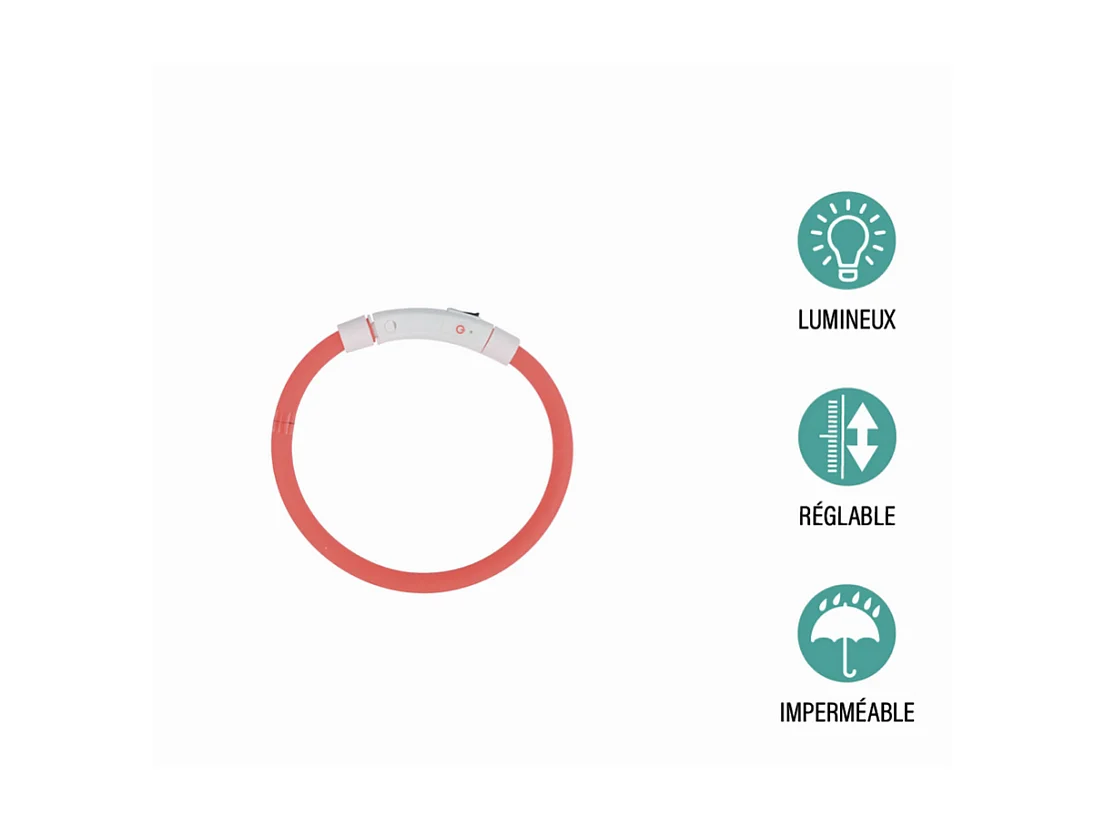 Collier pour Chien "USB & Waterproof" 70cm Rouge