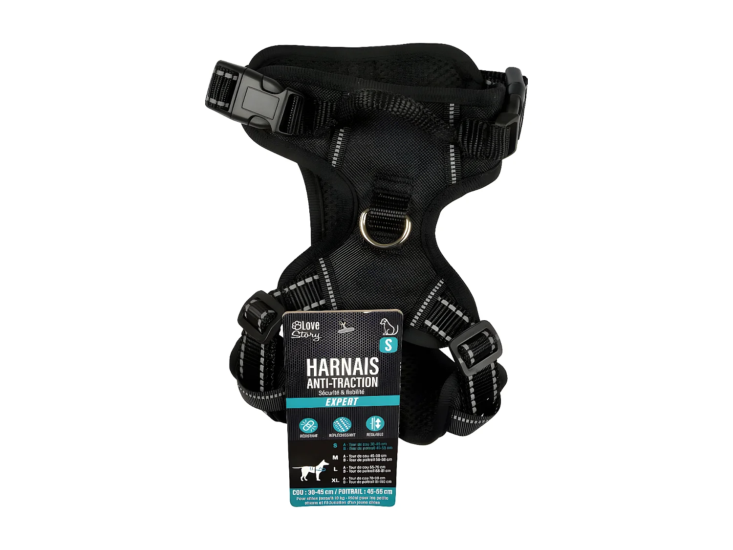Harnais Anti-Traction pour Chien "Sécurité" 45-55cm Noir