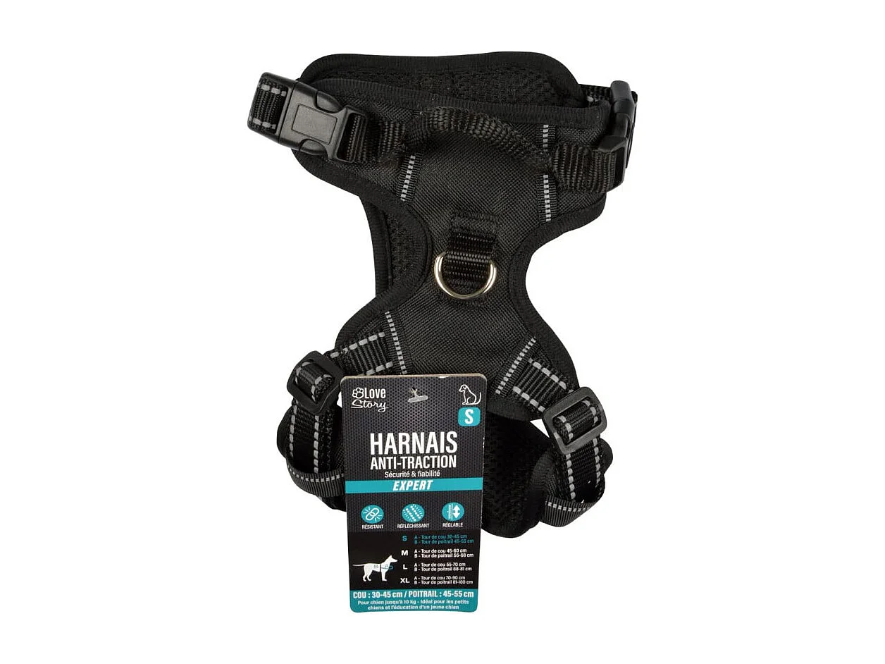 Harnais Anti-Traction pour Chien "Sécurité" 45-55cm Noir