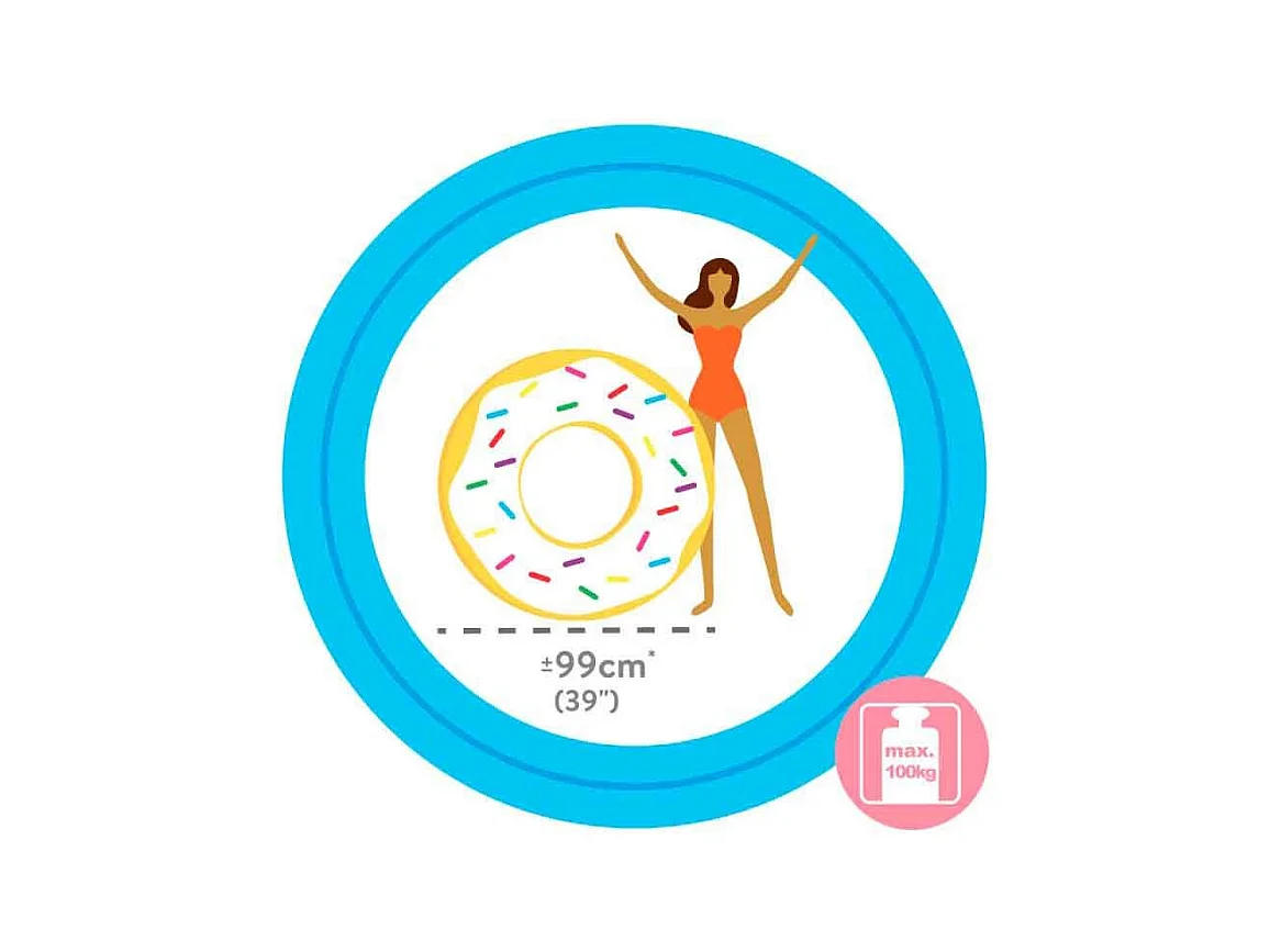 Rueda hinchable gigante Sprinkle Donut Intex +9A blanco Ø99 cm