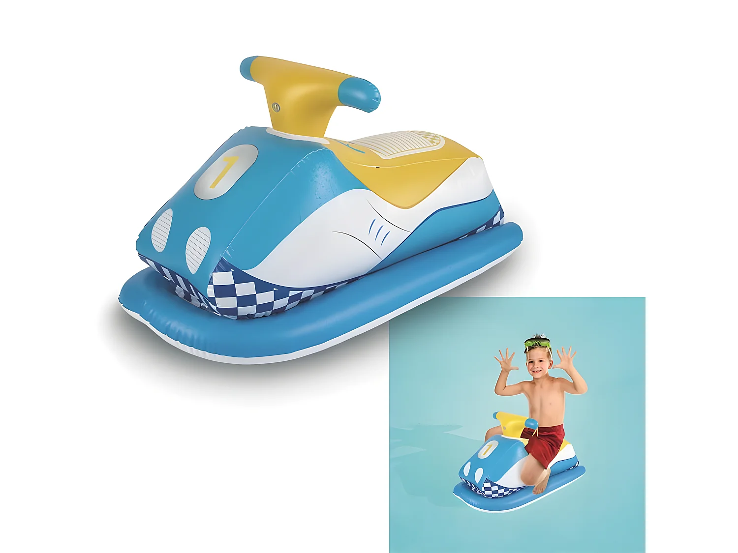 Bouée Gonflable "Scooter de Mer" 50x90cm Bleu