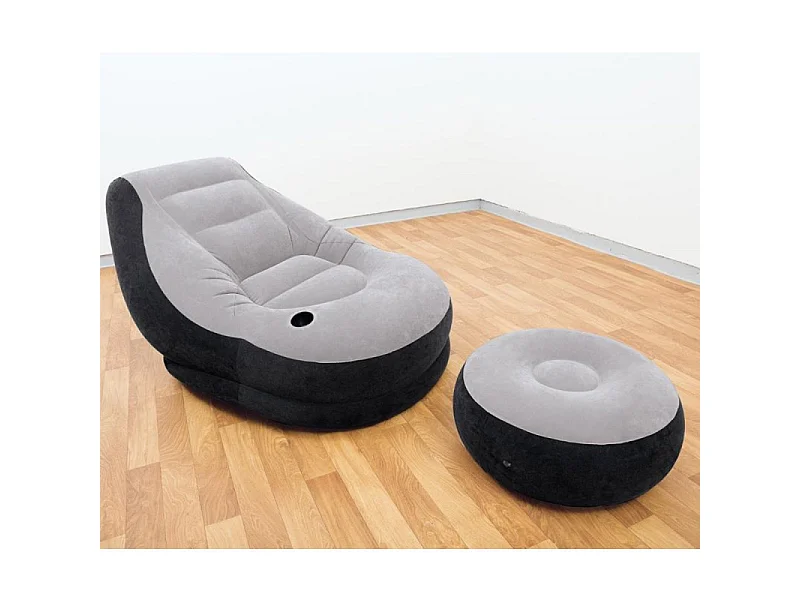 Fauteuil & Pouf Gonflables "Ultra Lounge" 130cm Gris