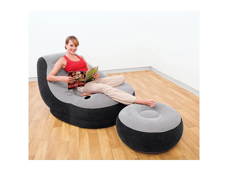 Fauteuil & Pouf Gonflables "Ultra Lounge" 130cm Gris