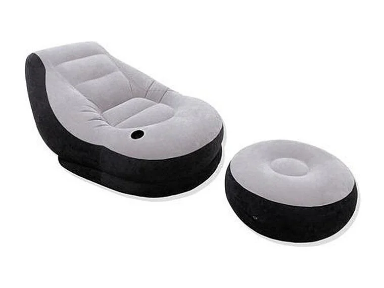 Fauteuil & Pouf Gonflables "Ultra Lounge" 130cm Gris