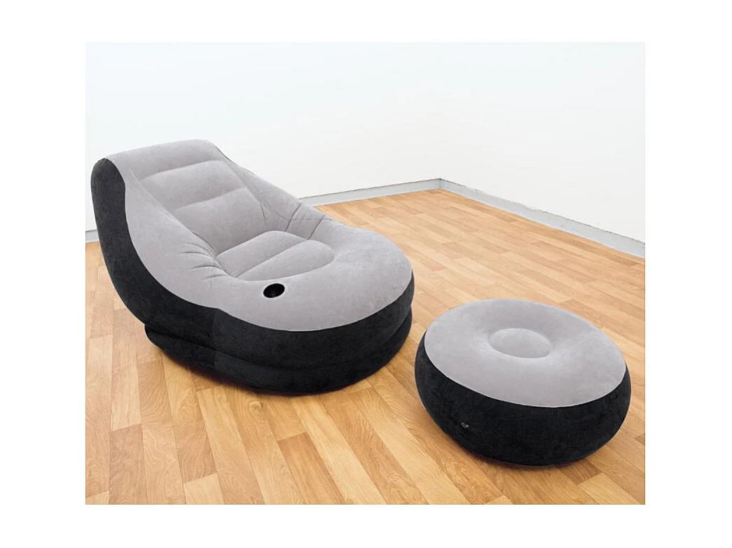Fauteuil & Pouf Gonflables "Ultra Lounge" 130cm Gris