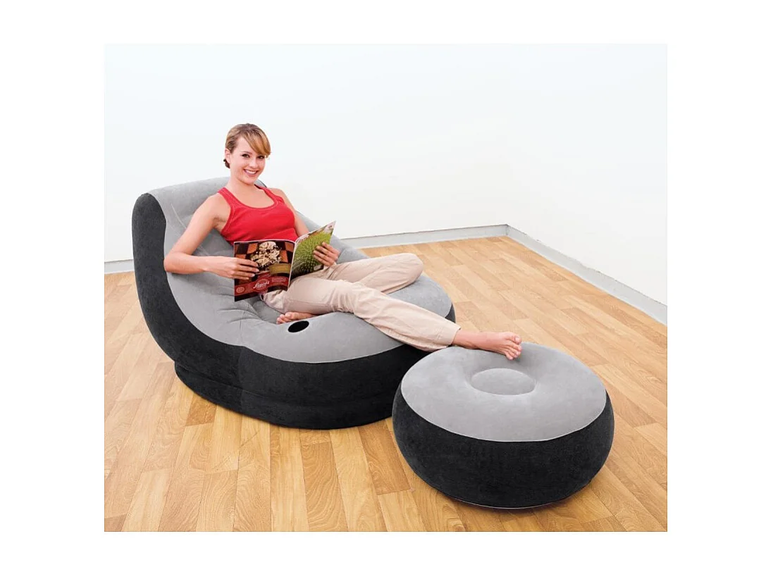 Fauteuil & Pouf Gonflables "Ultra Lounge" 130cm Gris