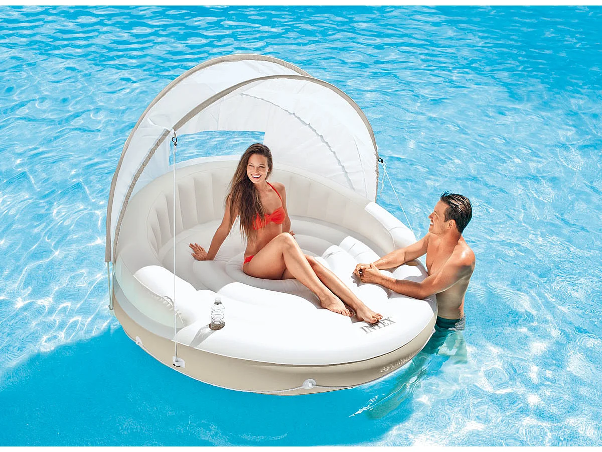 Matelas Gonflable Rond "Lounge Caraïbes" Blanc