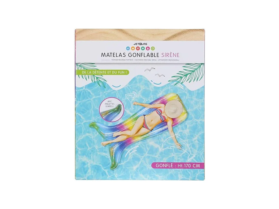 Matelas Gonflable "Sirène" 170cm Multicolore