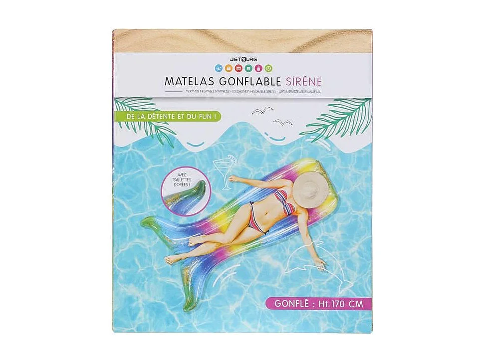 Matelas Gonflable "Sirène" 170cm Multicolore
