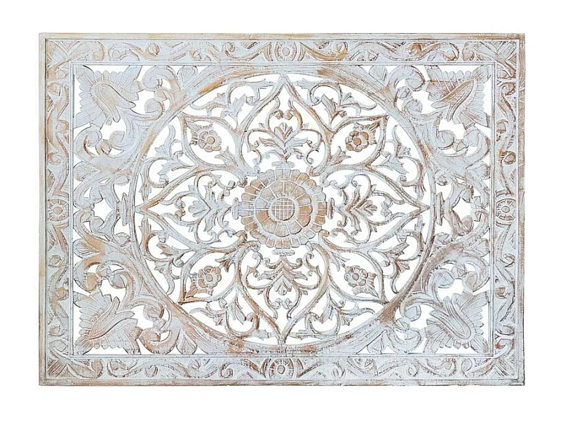 Kopfteil Atlas 160cm Geschnitztes Holz Weiß & Gold